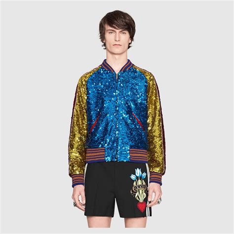 gucci red sequin jacket mens|men's navy gucci jacket.